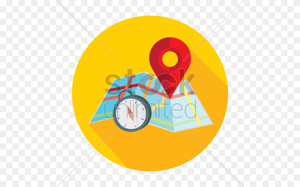 Map With Pin Pointer And Direction Compass Vector Image Png