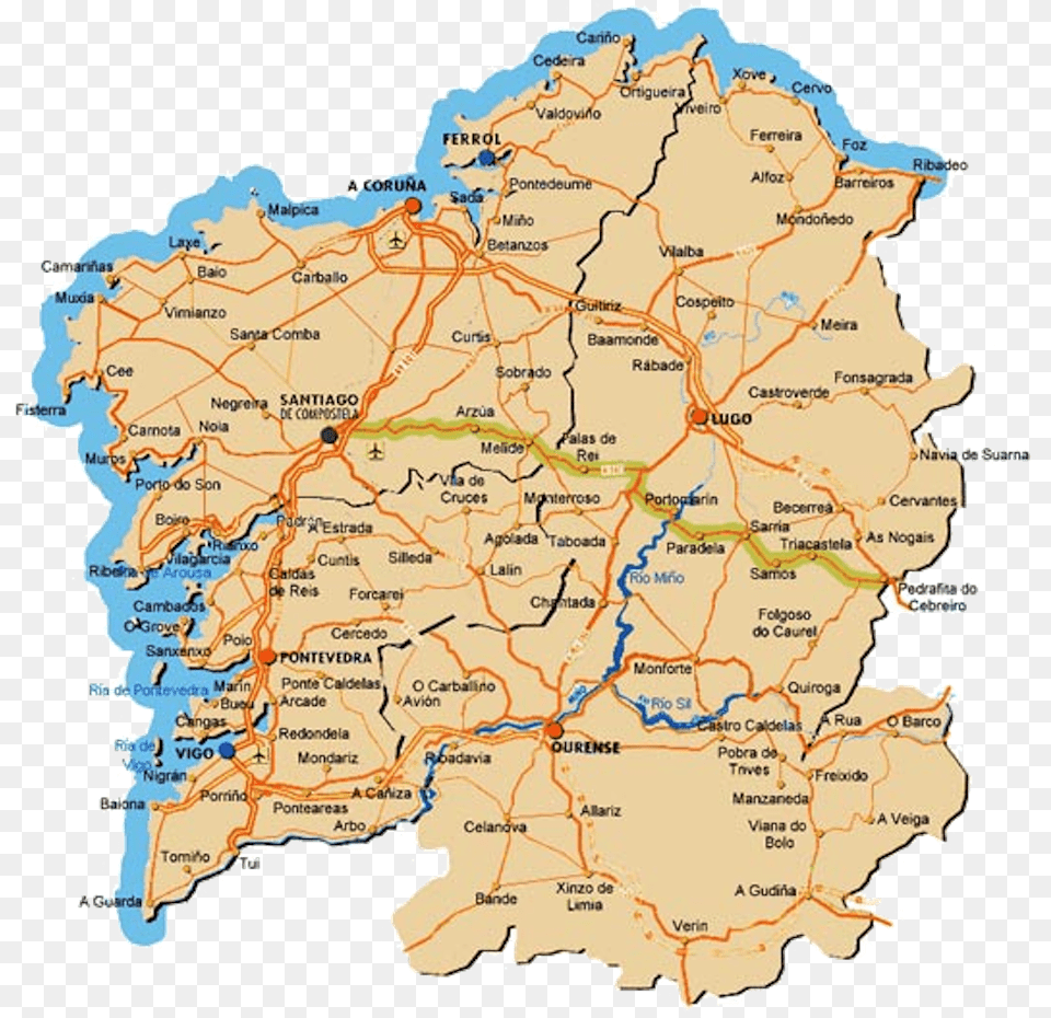 Mapa De Galicia Carreteras 2016, Atlas, Chart, Diagram, Map Png