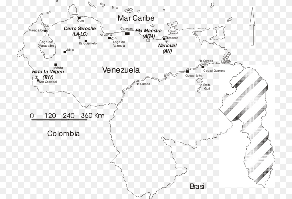 Mapa De Venezuela Donde Se Muestran Las Cuatro Localidades Map, Chart, Plot, Atlas, Diagram Free Png Download