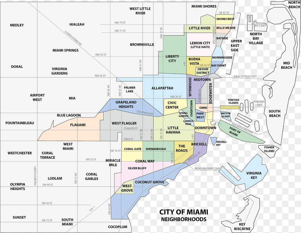 Mapa De Zonas De Miami, Chart, Plot, Map, Atlas Png Image