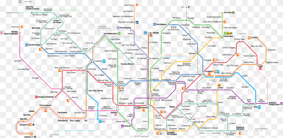Mapa Del Metro De Barcelona Actualizado En Barcelona Metro Map, Cad Diagram, Diagram, Bulldozer, Machine Png Image