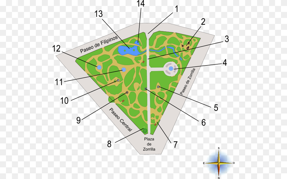 Mapa Del Parque Del Campo Grande Mapa Campo Grande Valladolid, Chart, Plot, Business Card, Paper Free Png Download