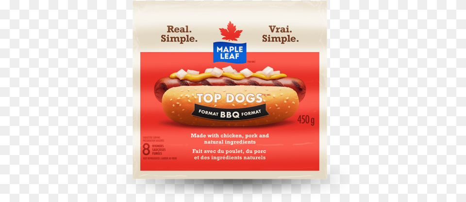 Maple Leaf Top Dogs Bbq Format Maple Leaf All Beef Hot Dogs, Advertisement, Food, Hot Dog, Poster Free Png Download