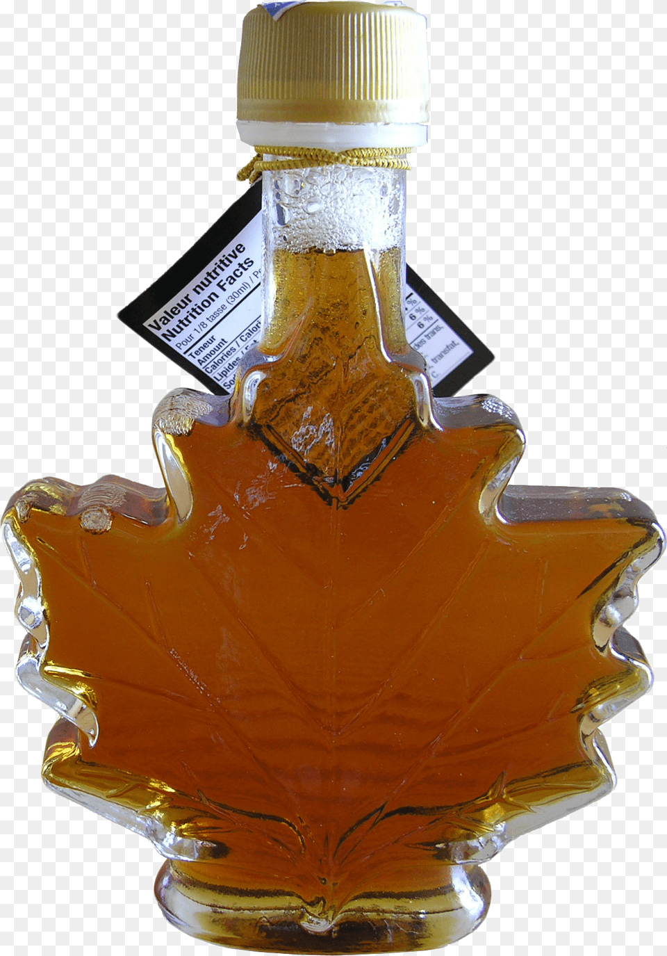 Maple Syrup Bottle Transparent Glass Bottle, Food, Leaf, Plant, Seasoning Free Png Download