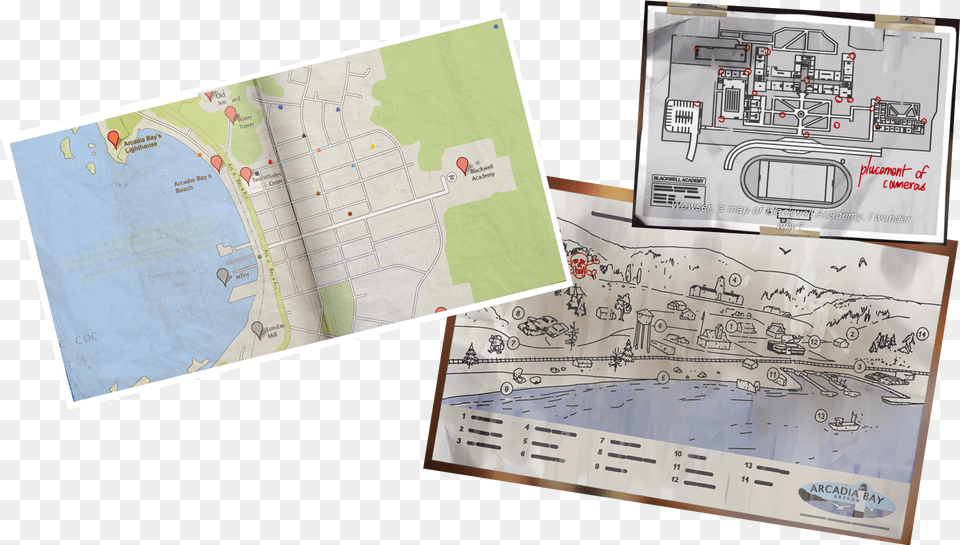 Maps Life Is Strange Arcadia Bay Map, Chart, Plot, Business Card, Paper Free Png Download