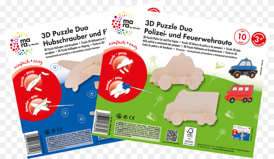 Marabu 3d Puzzle Aus Holz Polizei Und Feuerwehrauto, Advertisement, Poster, Qr Code, First Aid Png Image