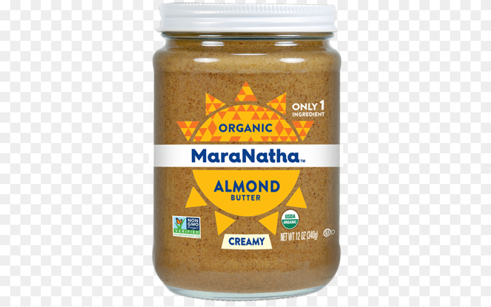 Maranatha Organic Creamy Almond Butter 12 Oz Glass Maranatha Organic Almond Butter, Food, Mustard, Peanut Butter, Can Free Png Download