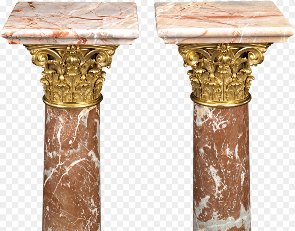 Marble And Bronze French Pedestals Gold Pedestal Transparent, Architecture, Pillar Png Image