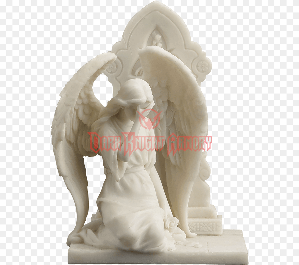Marble Weeping Angel Kneeling By Tombstone Statue, Baby, Person Png