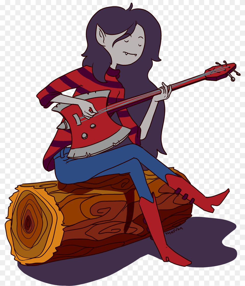 Marceline Sitting In A Trunk Playing Guitarredbubble Cartoon, Person, Book, Comics, Publication Free Transparent Png