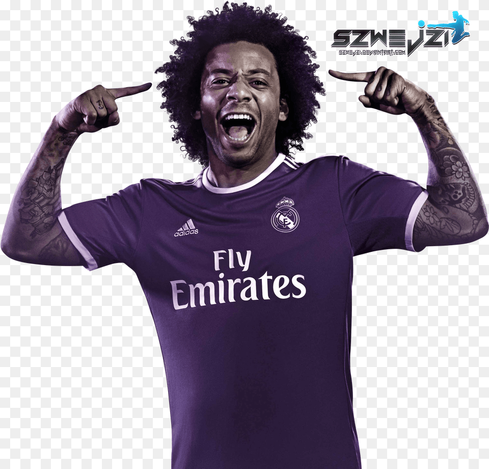 Marcelo By Szwejzi Real Madrid Purple Marcelo, Tattoo, T-shirt, Clothing, Skin Free Transparent Png