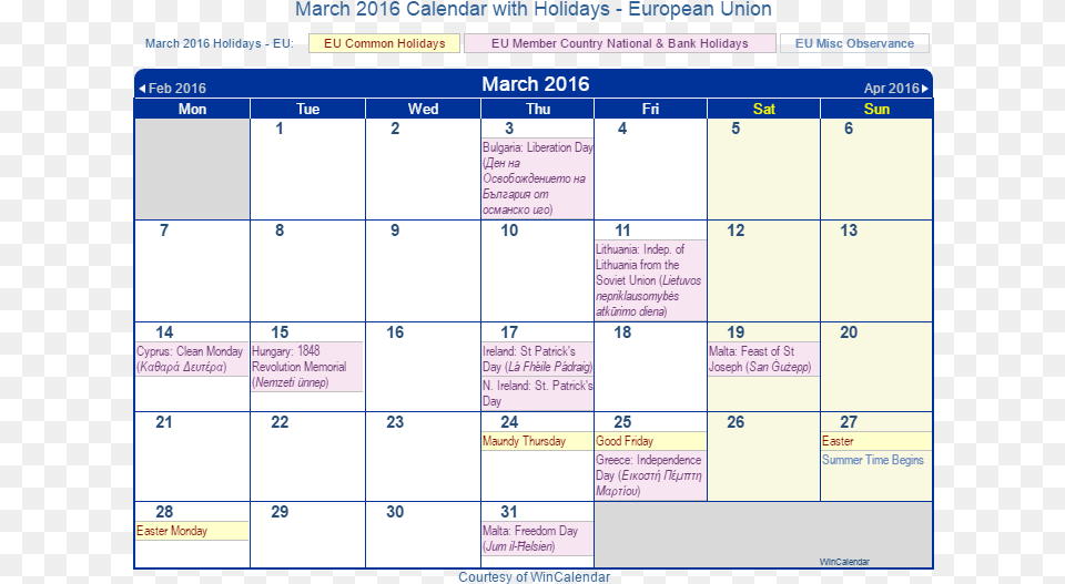 March 2016 Calendar With Eu Holidays March 2021 Calendar With Holidays, Text, Computer Hardware, Electronics, Hardware Free Transparent Png