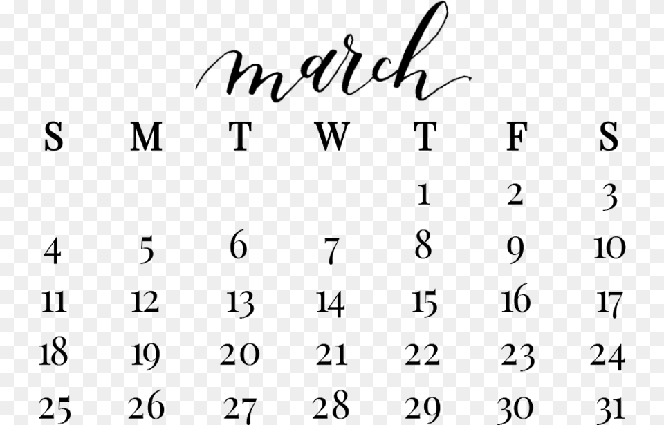 March Calendar Number, Gray Free Png