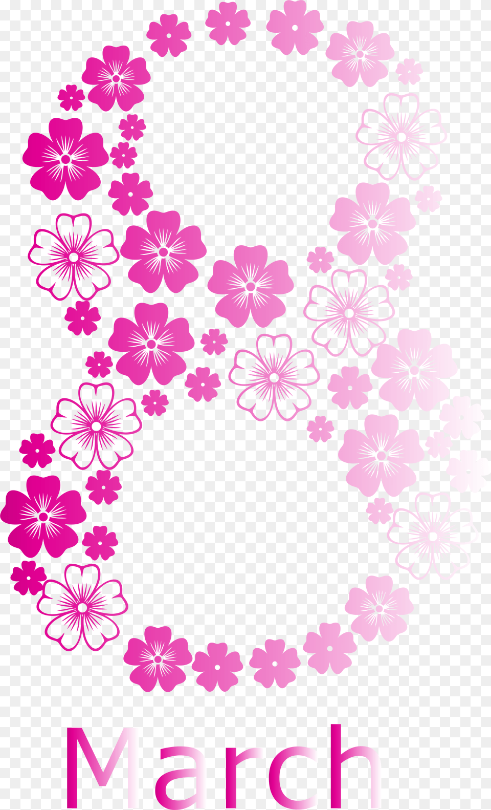 March Clipart Floral Womens Day Clip Art, Floral Design, Graphics, Pattern, Purple Png Image