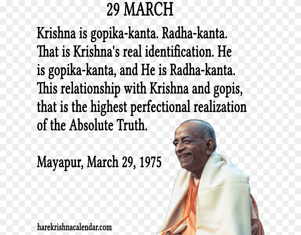 March Radha Krishna Prabhupada Quotes, Adult, Male, Man, Person Png Image