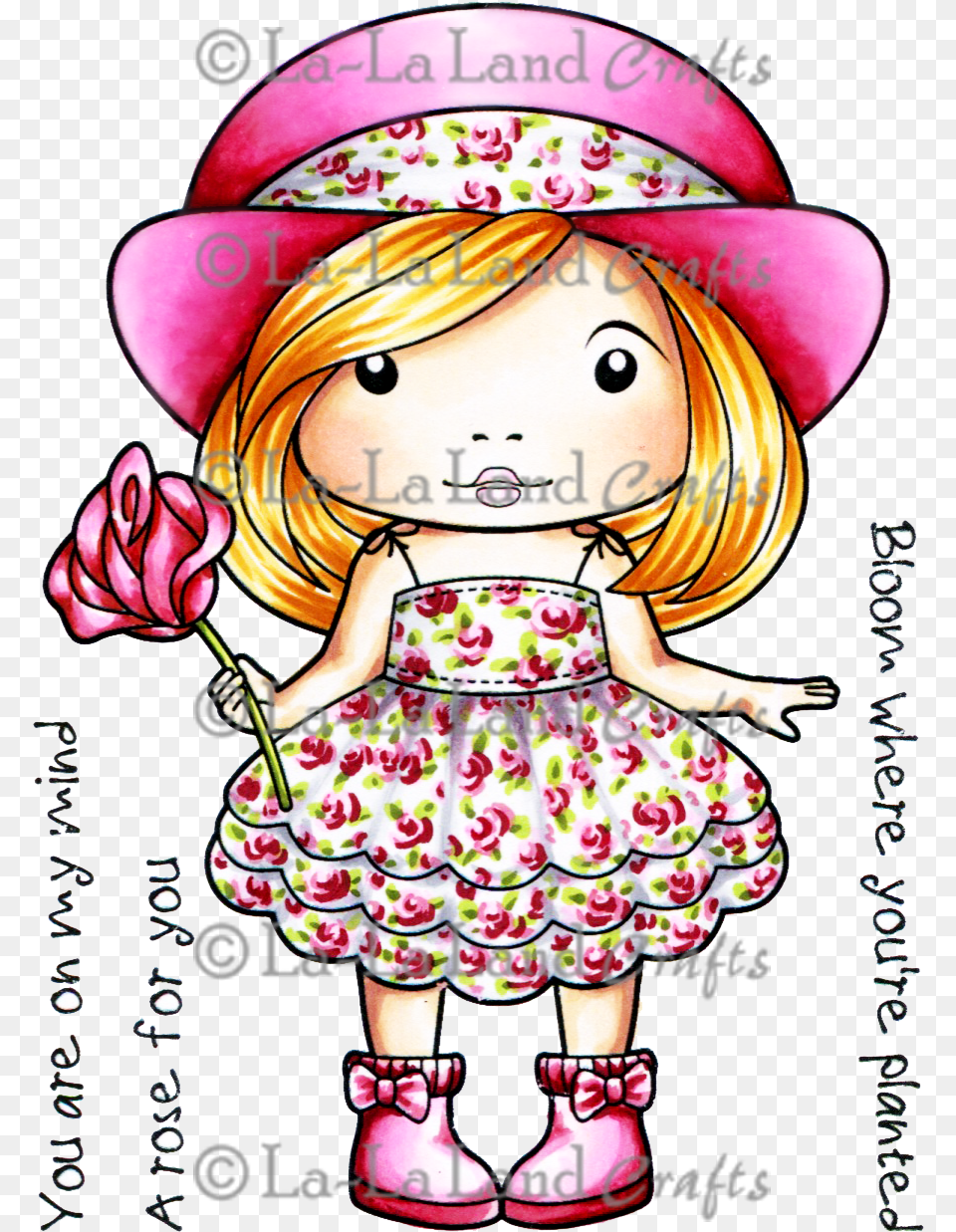 Marci With Rose Rubber Stamp Cartoon, Book, Comics, Publication, Baby Free Png Download
