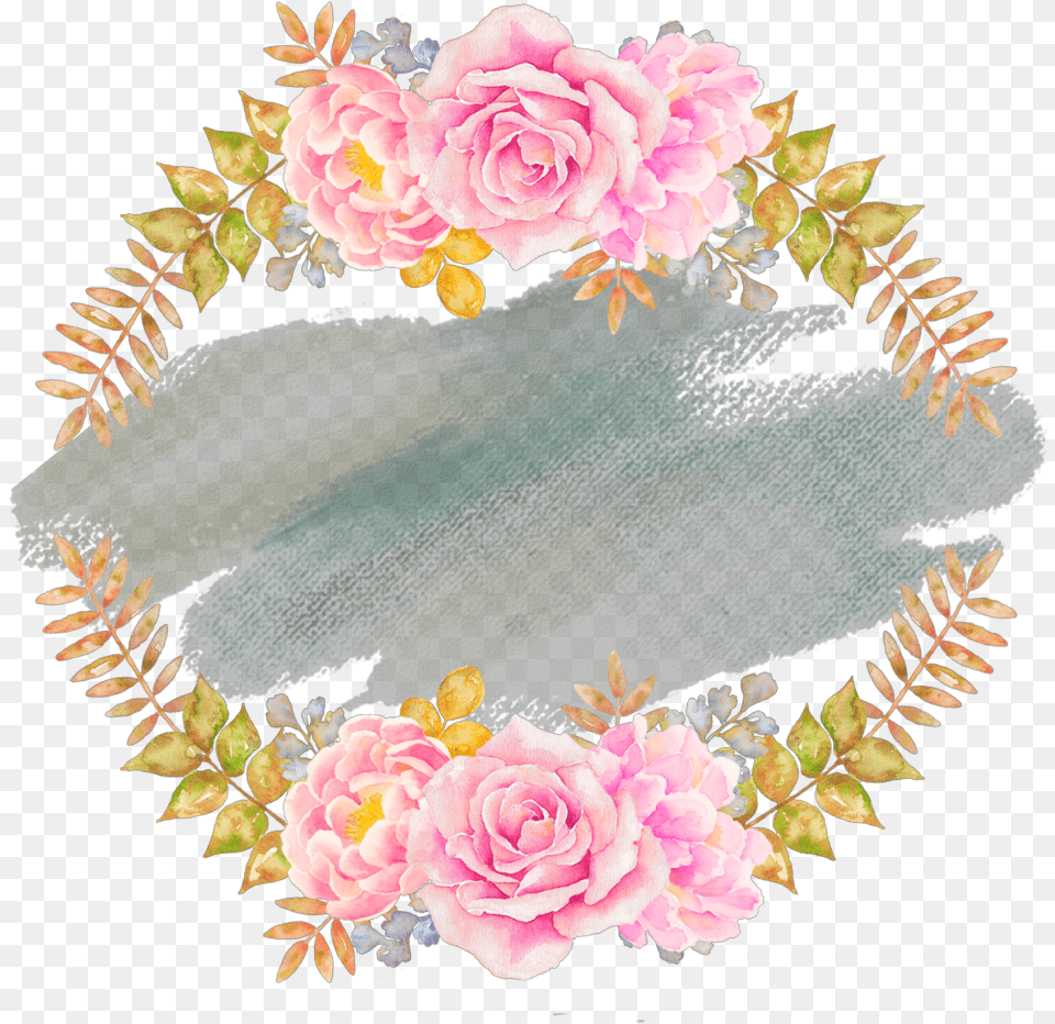 Marco De Flores Acuarela Flower Circle Background Design, Rose, Plant, Pattern, Graphics Png Image