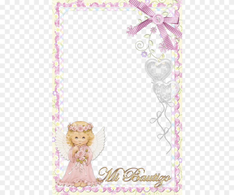 Marco De Fotos Bautismo Angel Frame Pink, Doll, Toy, Envelope, Greeting Card Free Transparent Png