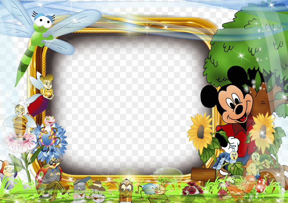 Marco De Mickey Mouse Descargar Marcos Frame Templates Flower, Plant, Face, Head Free Png Download