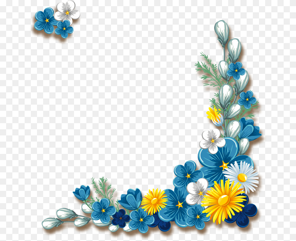 Marcos De Flores Azul Blue Floral Border, Art, Daisy, Floral Design, Flower Free Png Download
