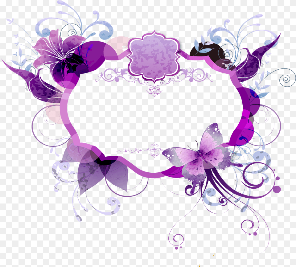 Marcos Gratis Para Copiar Y Descargar Flowers Colours In Purple, Art, Floral Design, Graphics, Pattern Free Png Download