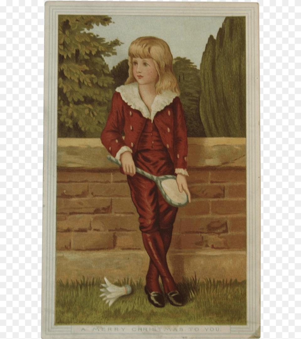 Marcus Ward Christmas Card Victorian Chromolithograph Picture Frame, Art, Painting, Clothing, Coat Png Image