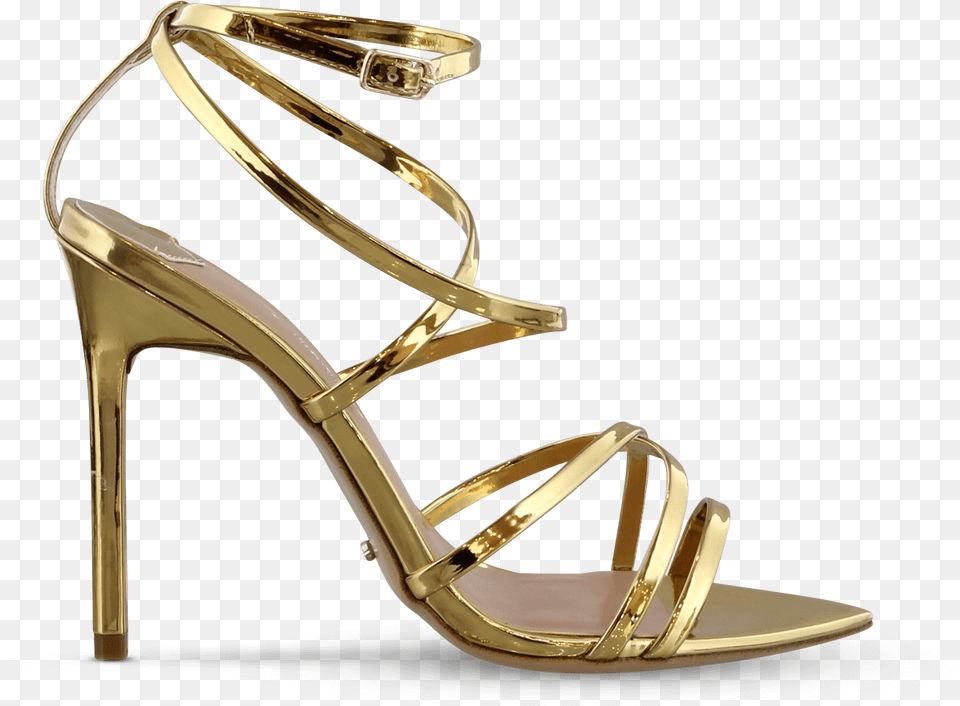 Marcy Gold Shine Heels Sandal, Clothing, Footwear, High Heel, Shoe Free Png Download
