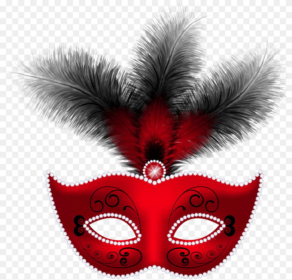 Mardi Ball Carnival Masquerade Gras Mask Feather Clipart Mask With Feather Red Free Png