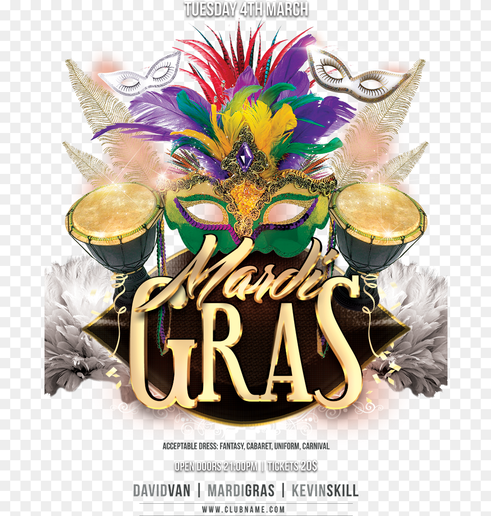 Mardi Carnival Masquerade Marketing Gras Flyer Advertising Mardi Gras Fat Tuesday 2020, Advertisement, Poster, Mardi Gras, Crowd Png