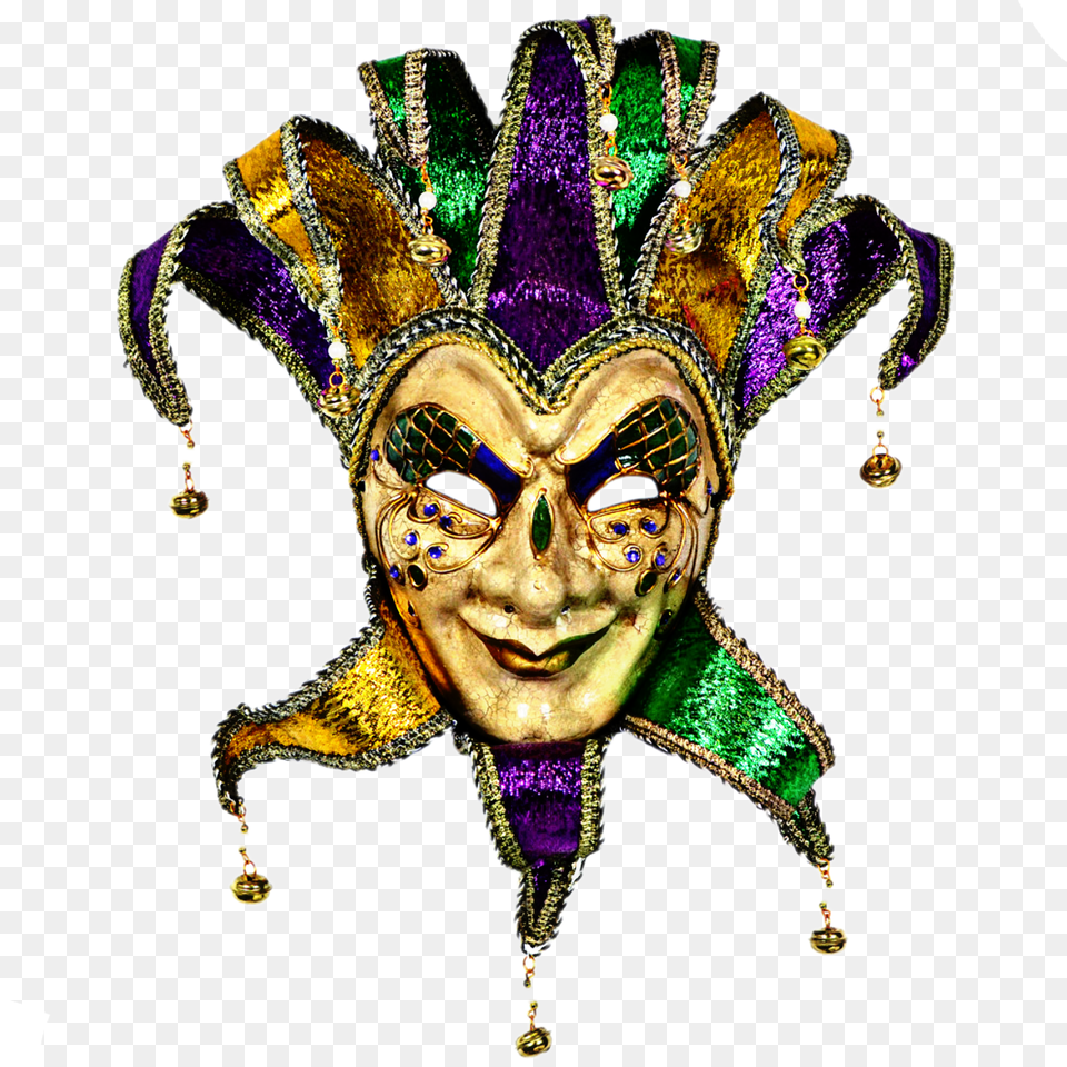 Mardi Gras Jester Mask, Carnival, Crowd, Person, Parade Free Png Download