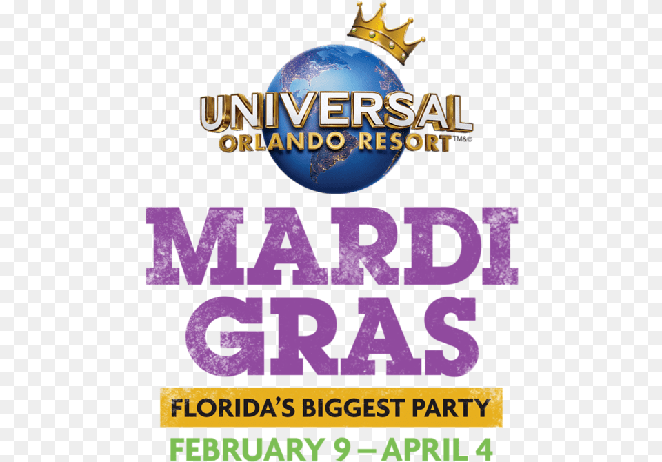 Mardi Gras Logo English Mardi Gras 2019 Universal Studios Orlando, Advertisement, Poster, Book, Publication Png Image
