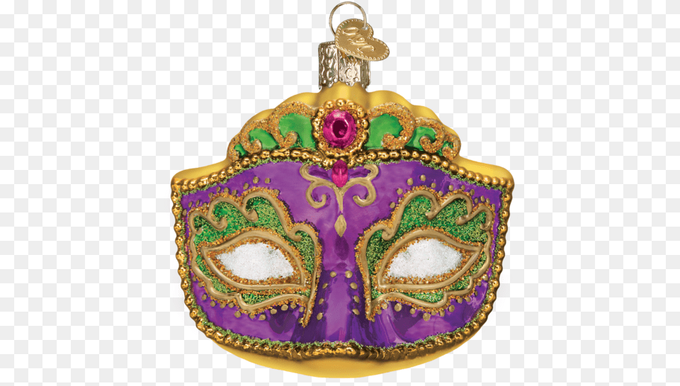 Mardi Gras Mask Ornament Old World Christmas Pacific Blue Tang Tropical Fish, Accessories, Food, Dessert, Cream Png