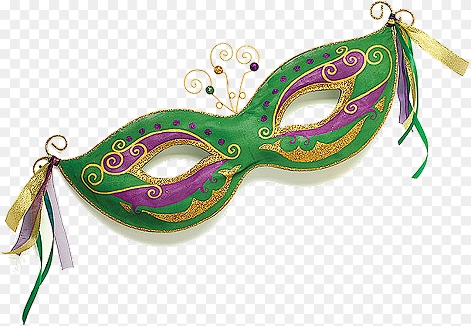 Mardi Gras Mask Wall Hanging Metal Mesh Green 10x27 Mask, Carnival, Crowd, Person, Parade Free Png