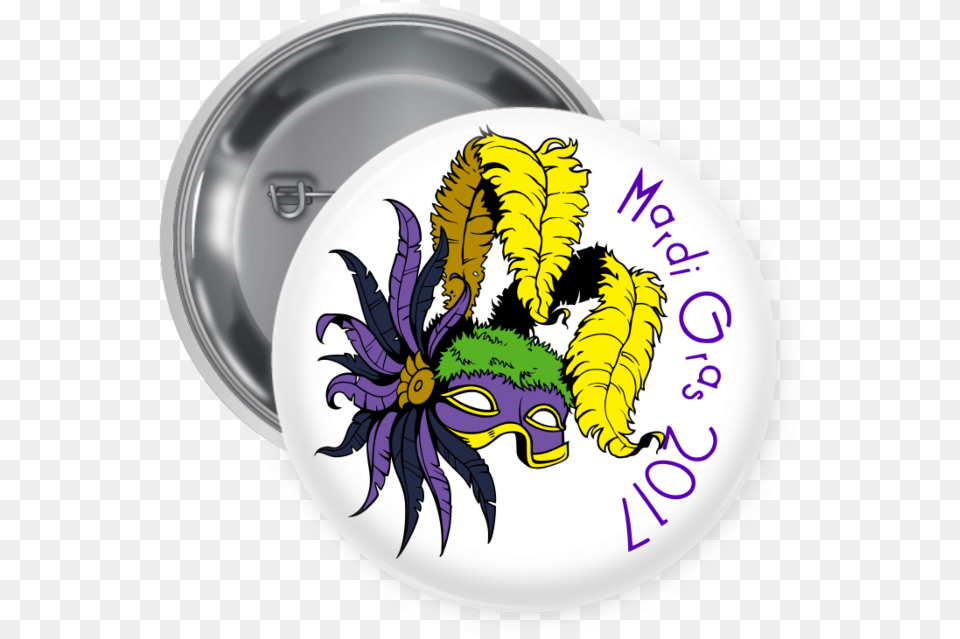 Mardi Gras Pin Backed Button Chromium, Plate, Food, Meal, Carnival Png Image