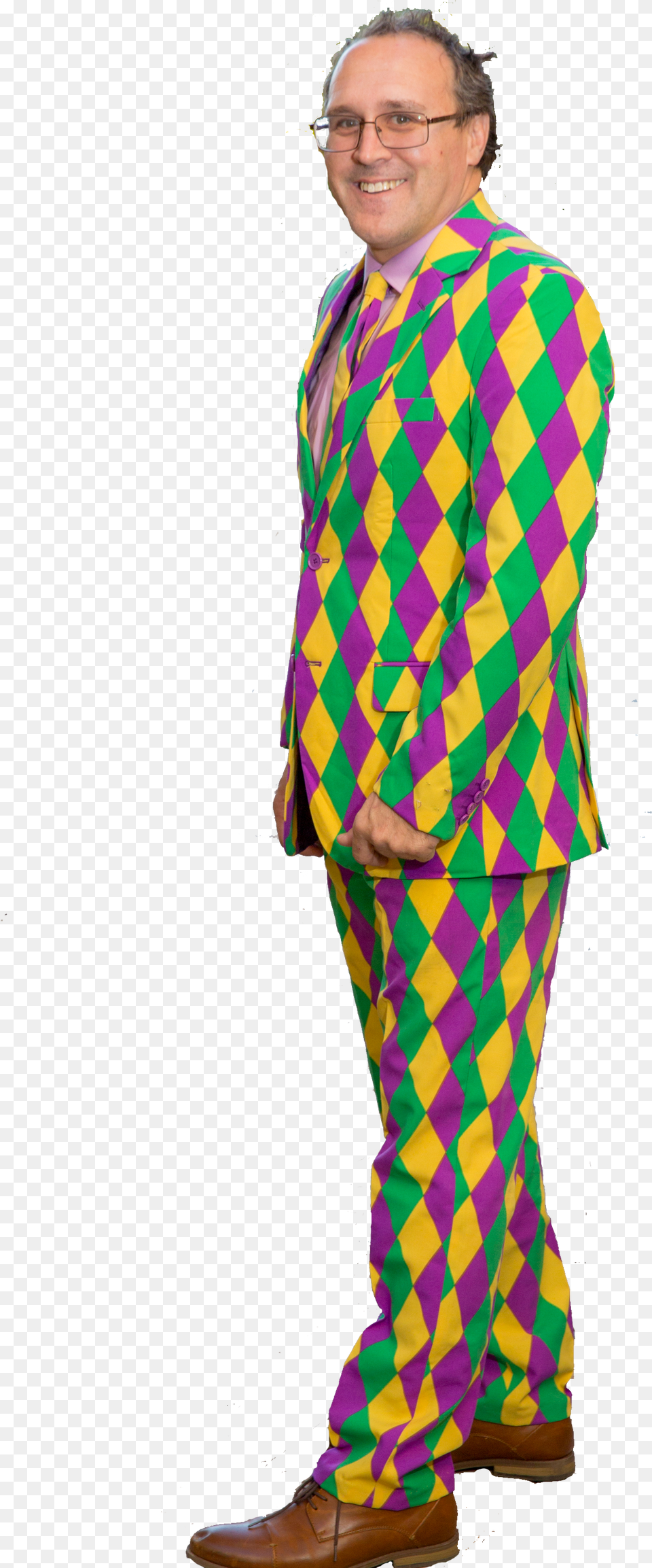 Mardi Gras Suit Pajamas On Transparent Background, Adult, Person, Man, Male Free Png