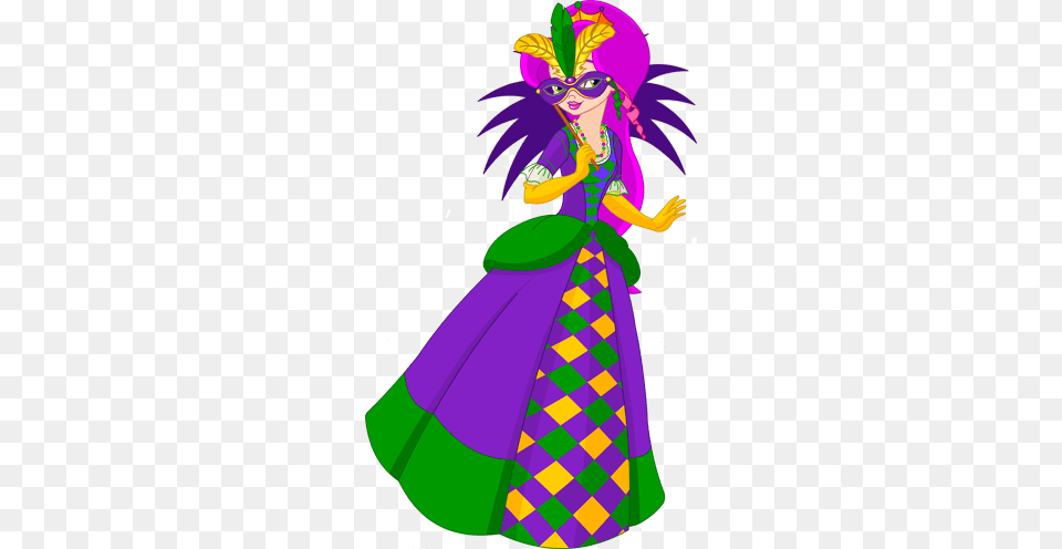 Mardi Mardi Gras Girl Clip Art, Purple, Costume, Book, Carnival Free Png