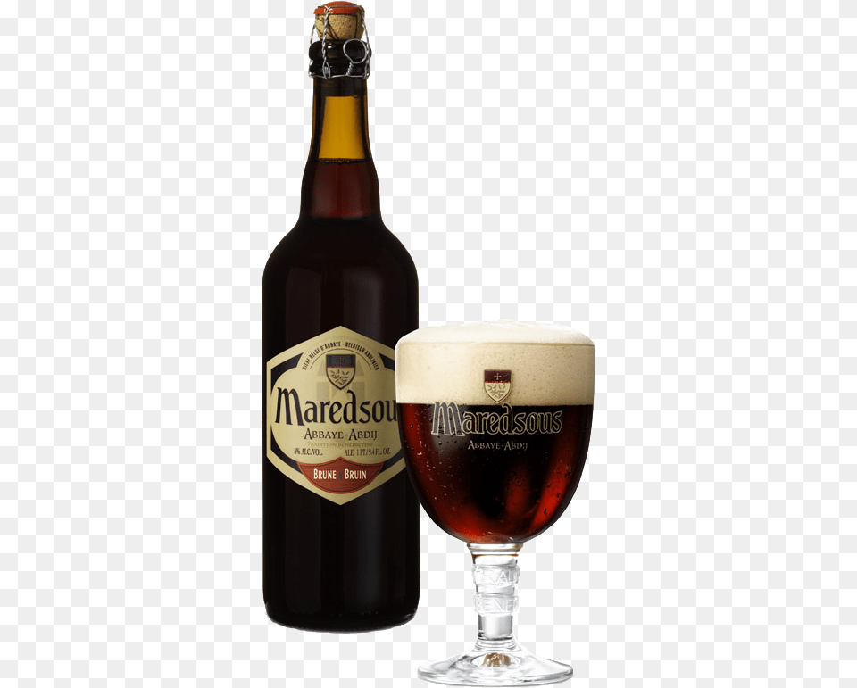 Maredsous Beer Brown Large Bottle, Alcohol, Beverage, Glass, Lager Png Image