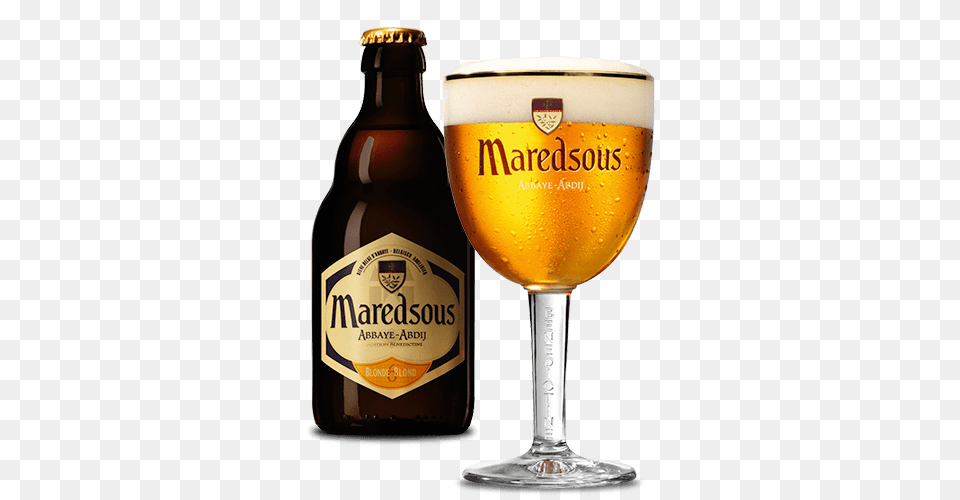 Maredsous Blond Beer, Alcohol, Beverage, Bottle, Glass Png