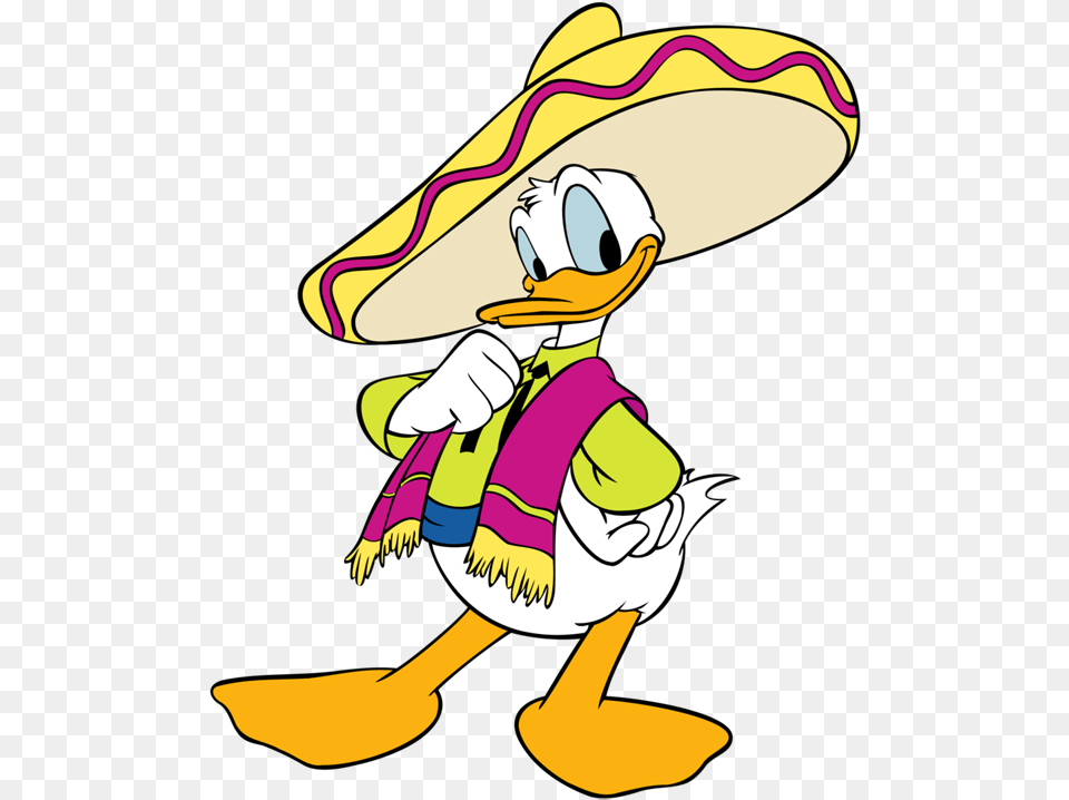Margarita Clipart Sombrero Donald Duck Mexican Hat, Clothing, Baby, Person, Cartoon Free Png