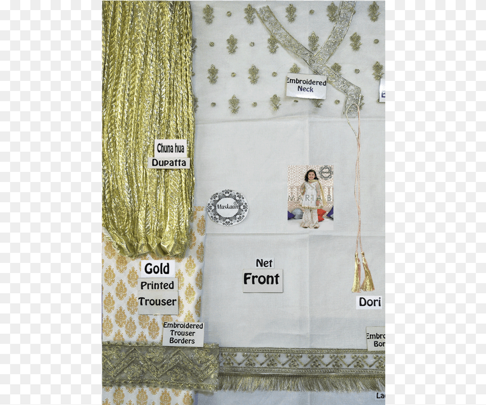 Maria B Kids Eid Collection White Gold, Home Decor, Linen, Person, Accessories Png