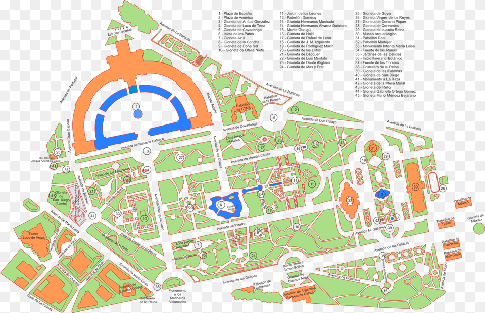 Maria Luisa Park Sevilla, Chart, Diagram, Plan, Plot Png Image