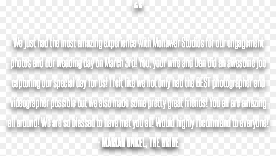 Mariah Unkel The Bride Testimonial Quote Parallel, Text, Letter Png