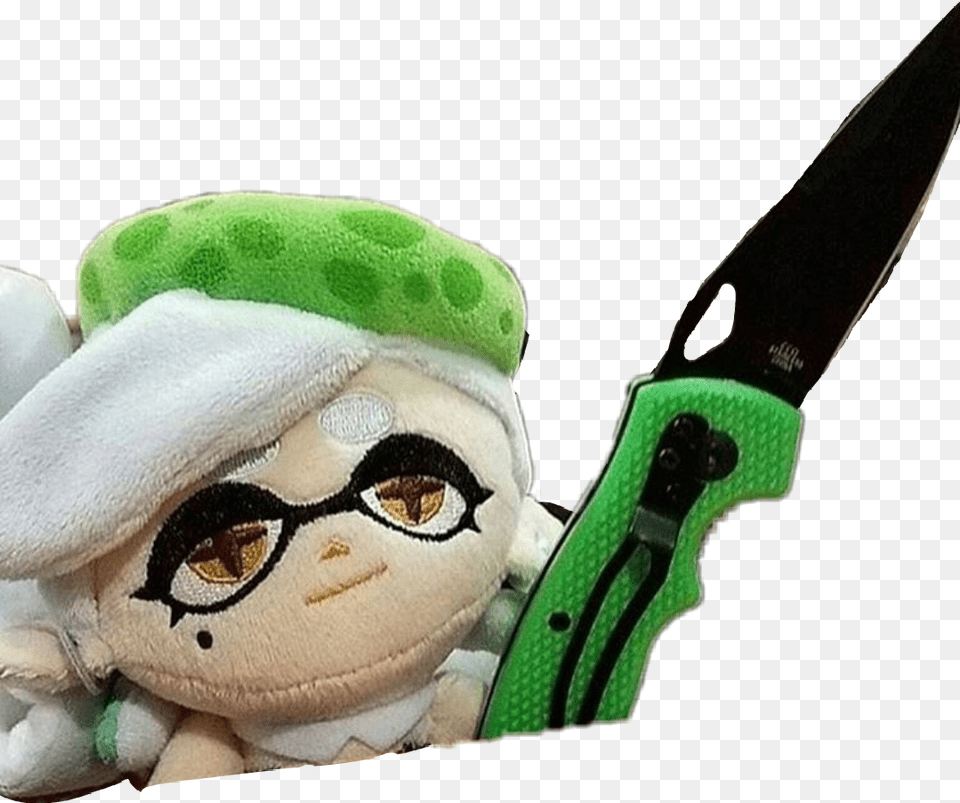 Marie Splatoon Splatoon2 Meme Green Knife Nintendo 10 Inch Splatoon Marie Plush Toy, Blade, Weapon, Face, Head Png