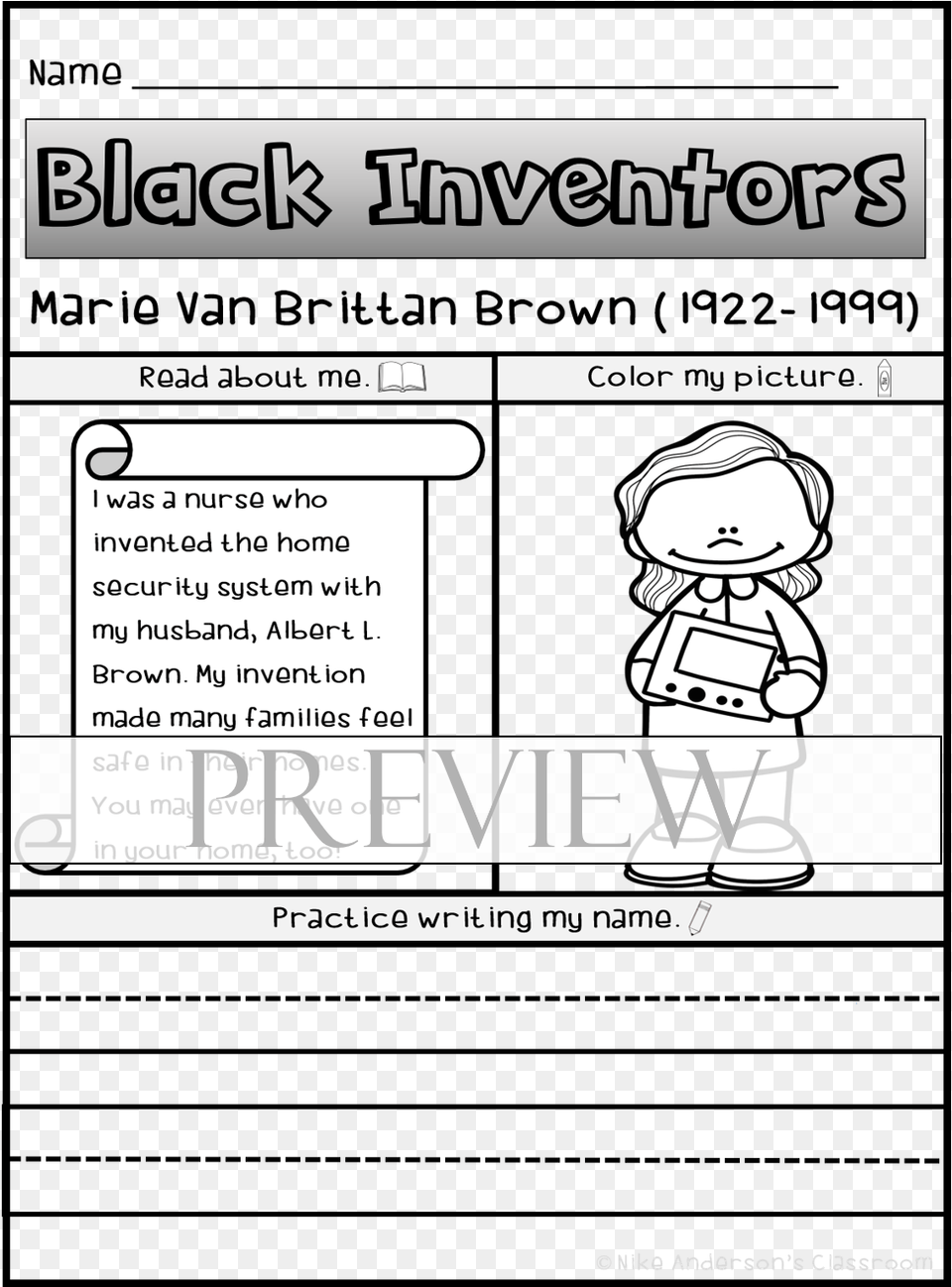 Marie Van Brittain Brown African American Inventor Cartoon, Book, Comics, Publication, Advertisement Free Png Download
