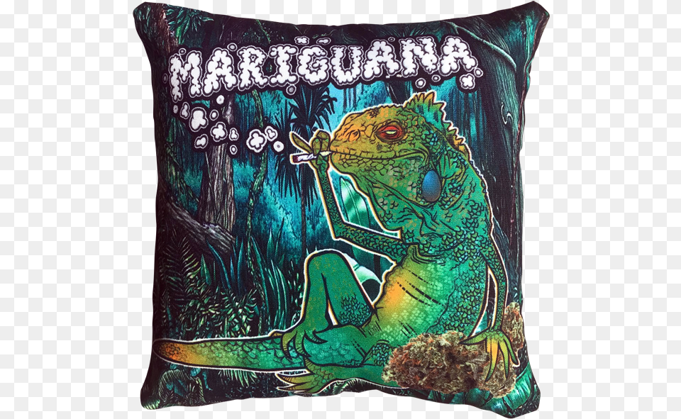 Mariguana Throw Pillow Cushion, Home Decor, Animal, Iguana, Lizard Free Png