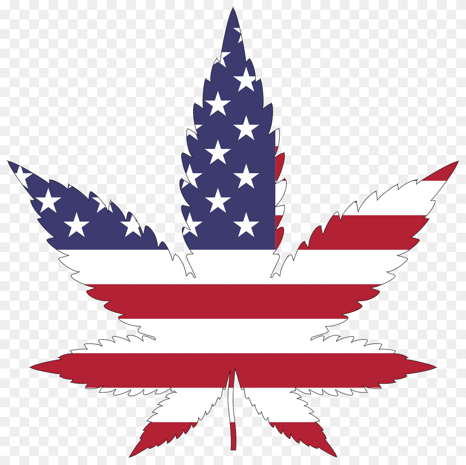 Marijuana American Flag With Stroke Clipart, Leaf, Plant, Animal, Fish Free Png Download