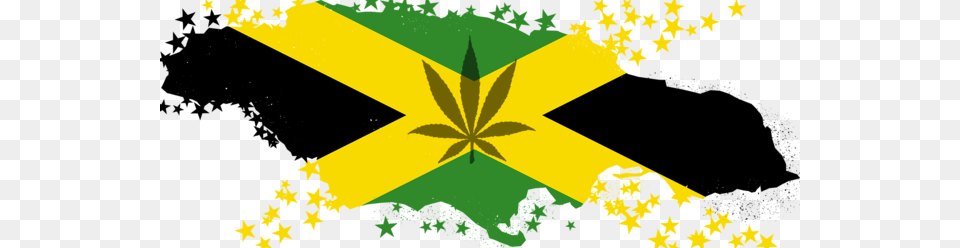 Marijuana And Flag Map Of Jamaica, Green, Leaf, Plant, Art Free Png Download