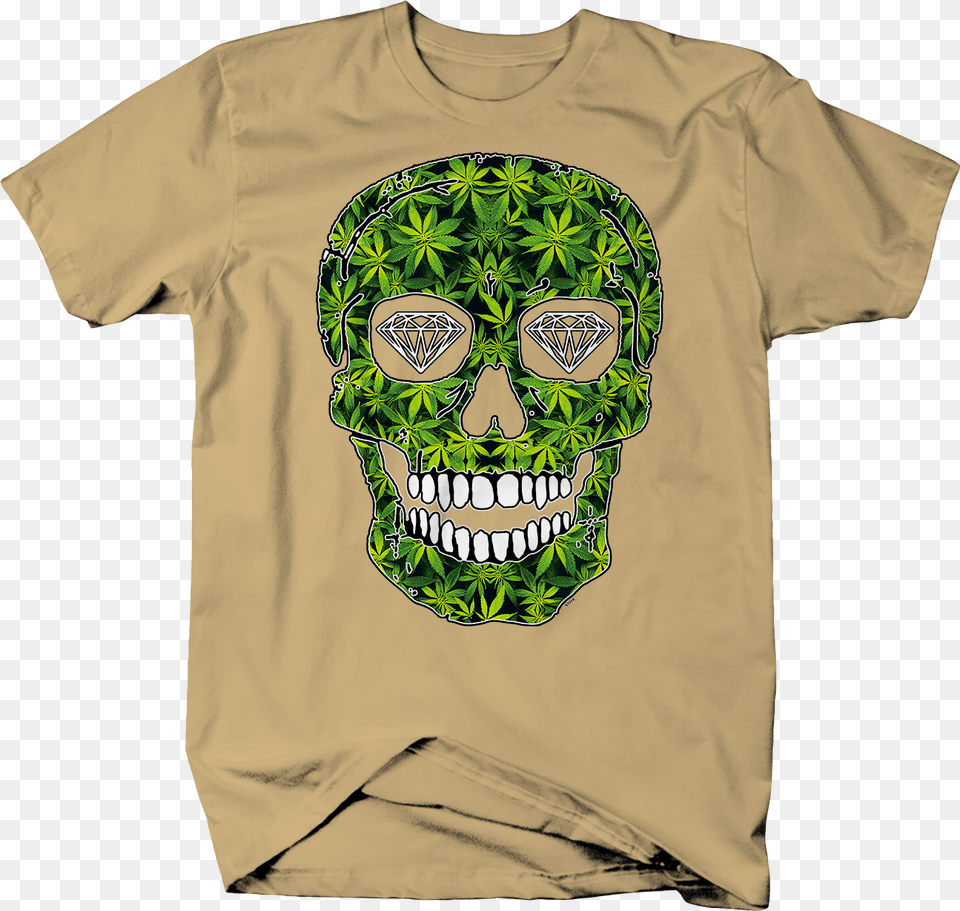 Marijuana Weed Diamond Eyed Skull Chill Vibes 420 Blaze T Shirt, Clothing, T-shirt Png