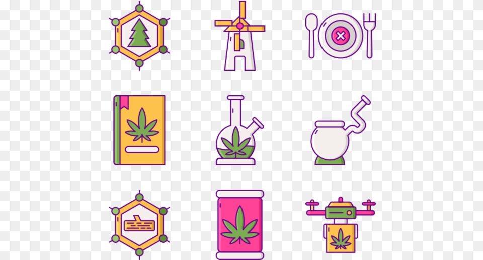 Marijuana Weed Pattern Transparent Background, Pottery, Cross, Symbol, Purple Free Png