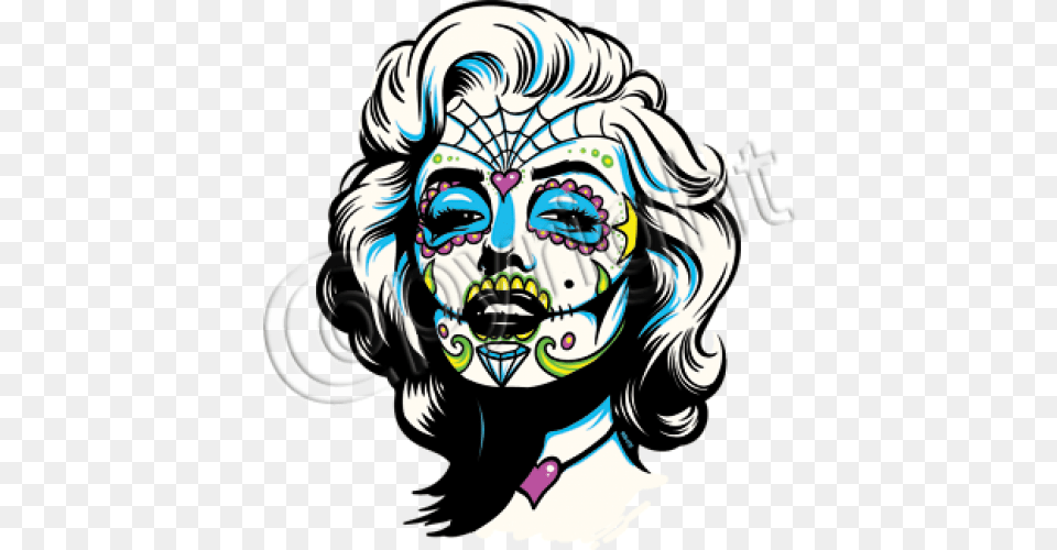 Marilyn Monroe Marilyn Monroe In Sugar Skull, Art, Doodle, Drawing, Baby Png